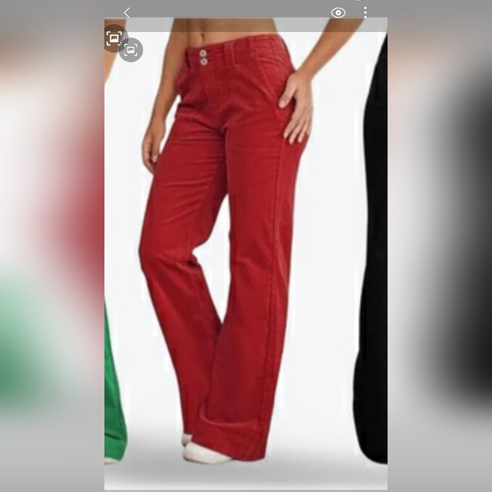 Flamingo Red Wide Leg Corduroy Pants Womens Size Large